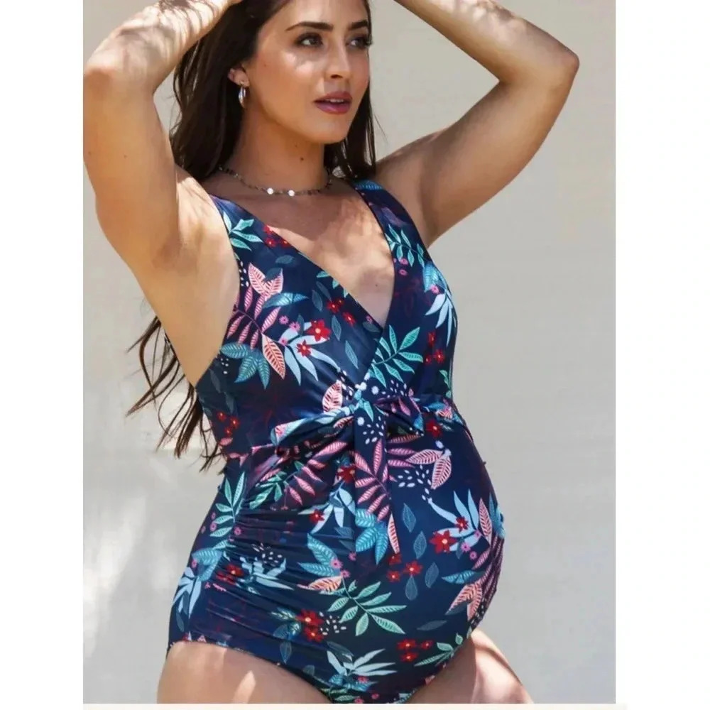 Pinkblush Navy blue Floral Maternity‎ Swimsuit